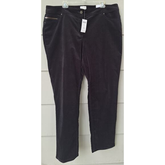 chico's Corduroy Slim Leg Black Casual Pants Size 3.5 = XL Size 18 Cotton $89 - Picture 1 of 9